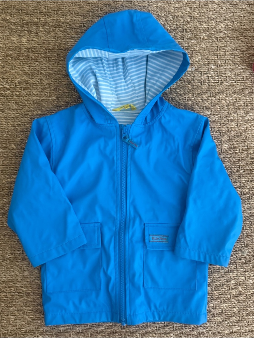 Pluie Pluie Blue Hooded Raincoat w/ Striped Lining - Kids 2/3